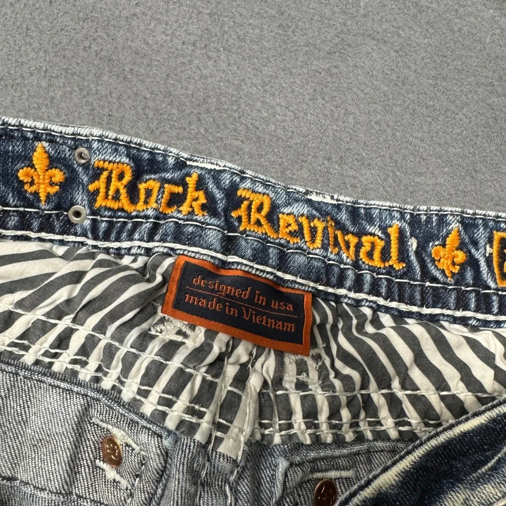 Rock Revival Jeans Womens 28 (29x25‎ ACTUAL) Jena Blue Distressed Embellished